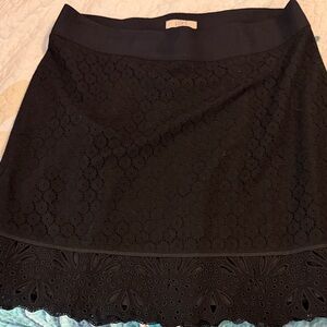 LOFT Black Eyelet Mini Skirt